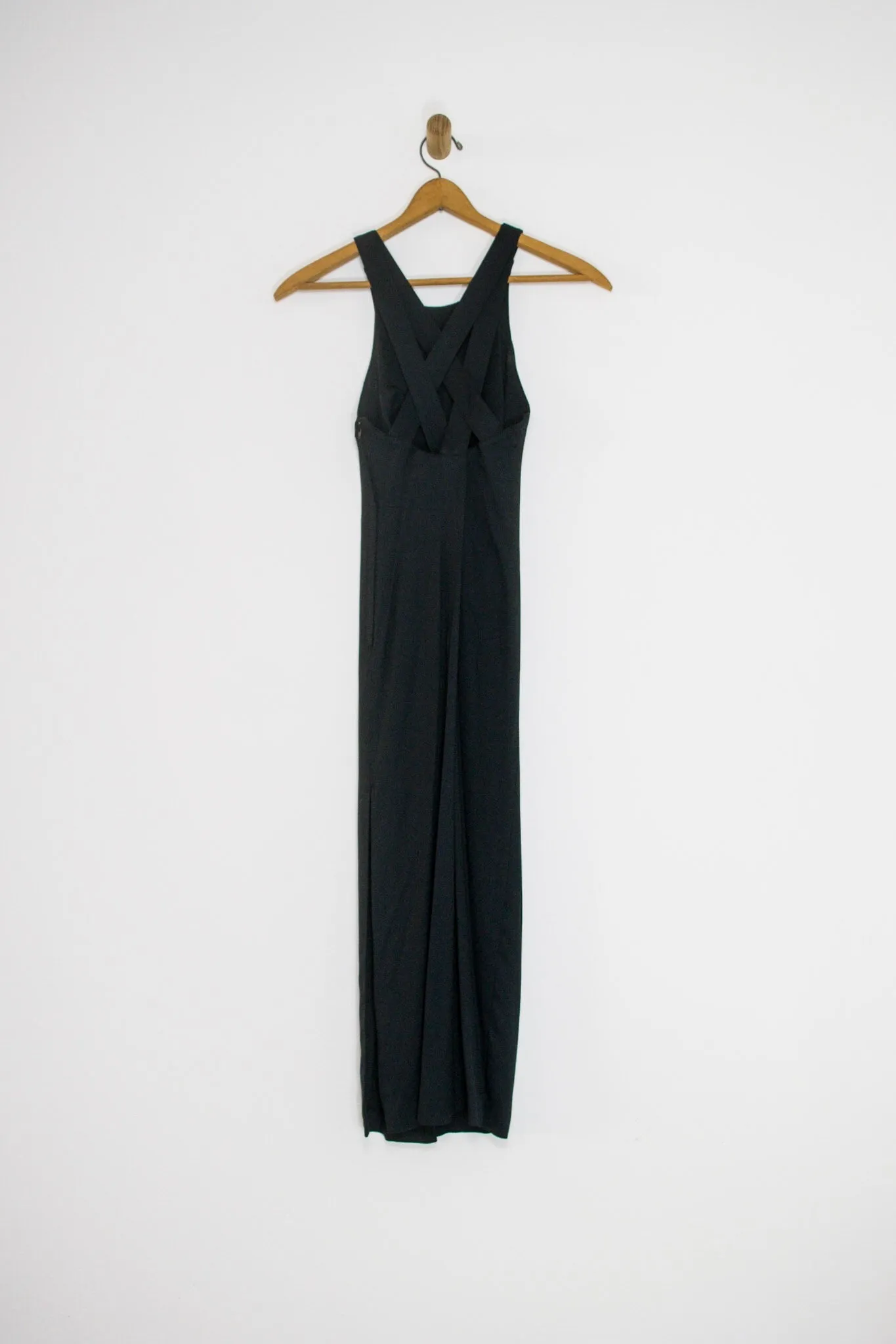 90's CRISSCROSS BACK BLACK DRESS / SMALL