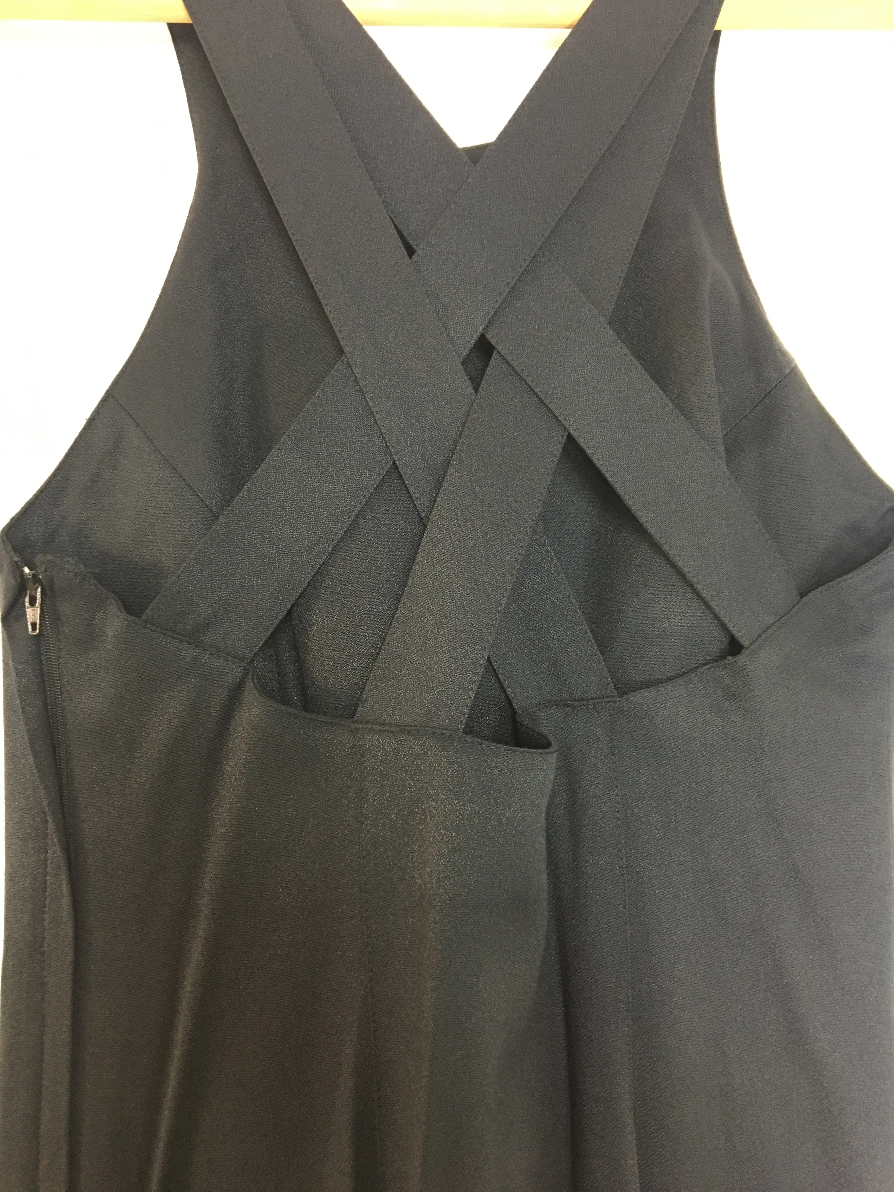 90's CRISSCROSS BACK BLACK DRESS / SMALL
