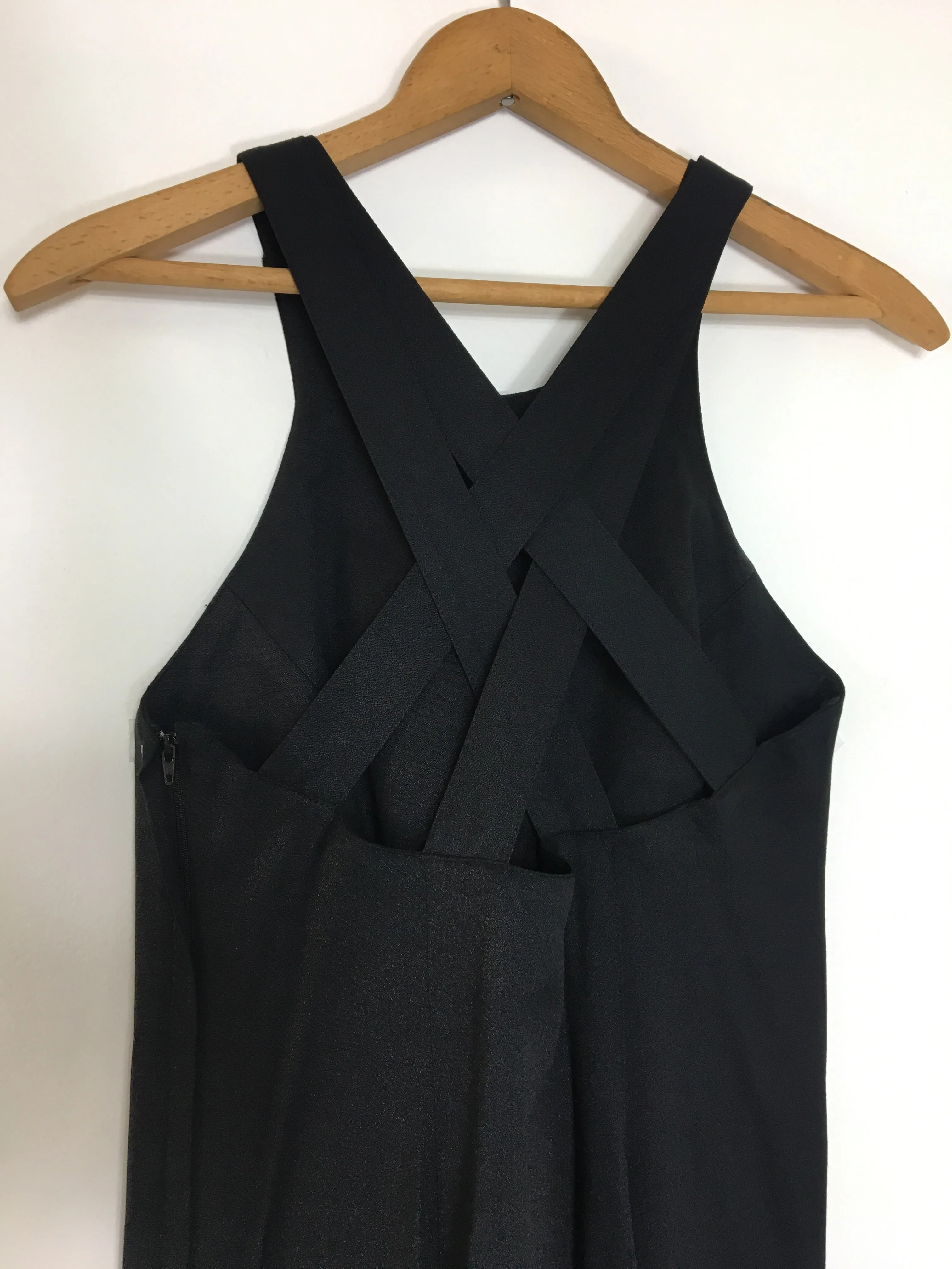 90's CRISSCROSS BACK BLACK DRESS / SMALL
