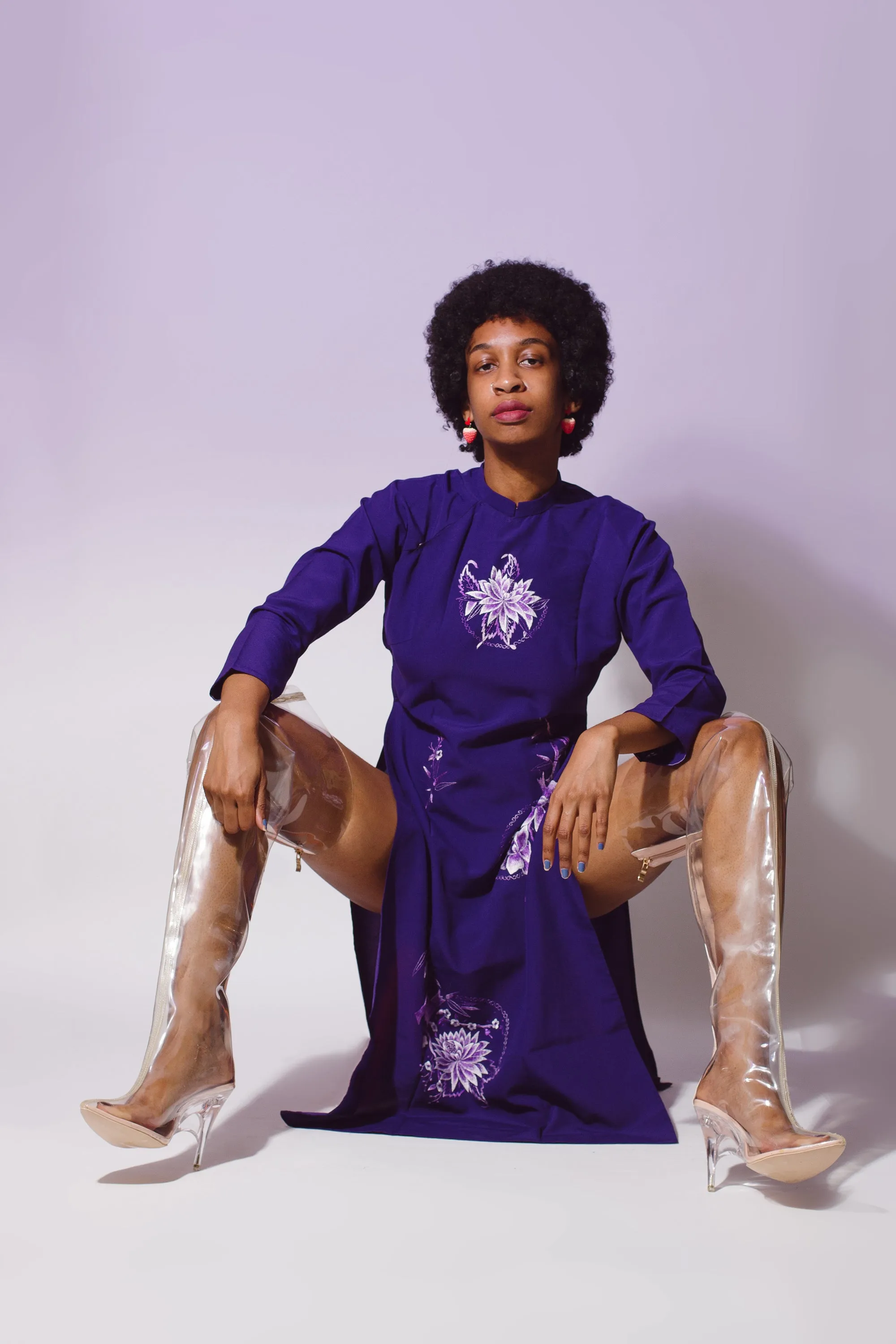 90's Purple Chinese Dress