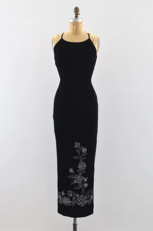 90's Velvet Flocked Dress