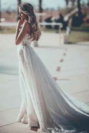 A-Line Sweetheart Lace Wedding Dress with Appliques Bridal Gown TN150