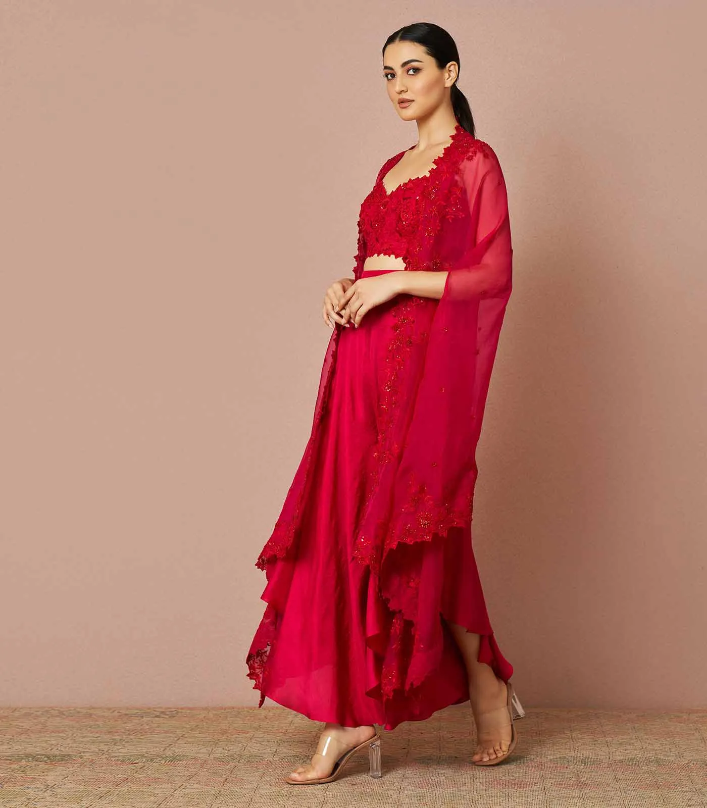 ADALIAH RED CAPE SET
