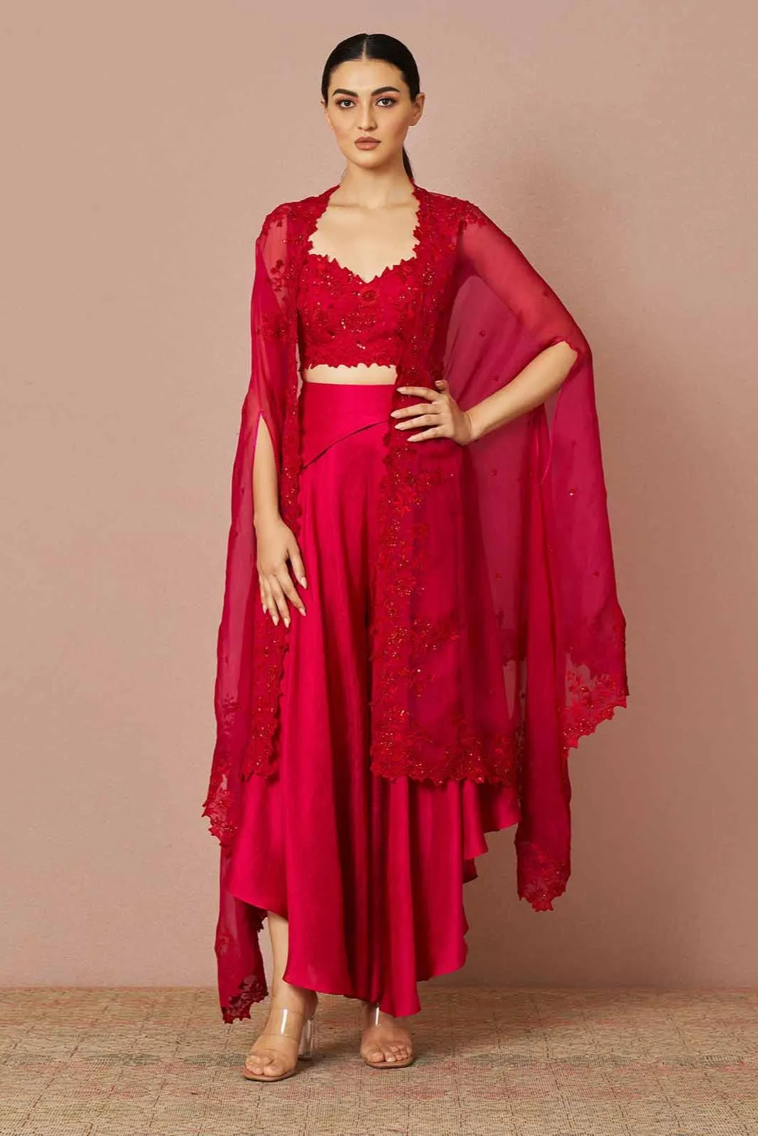 ADALIAH RED CAPE SET