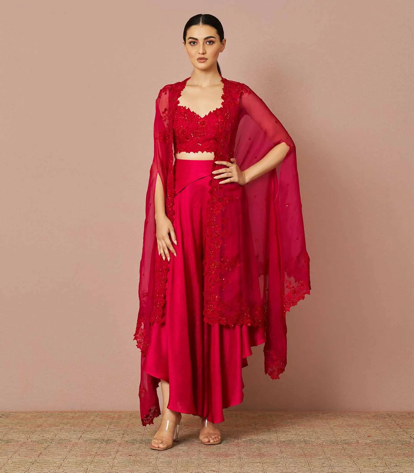 ADALIAH RED CAPE SET