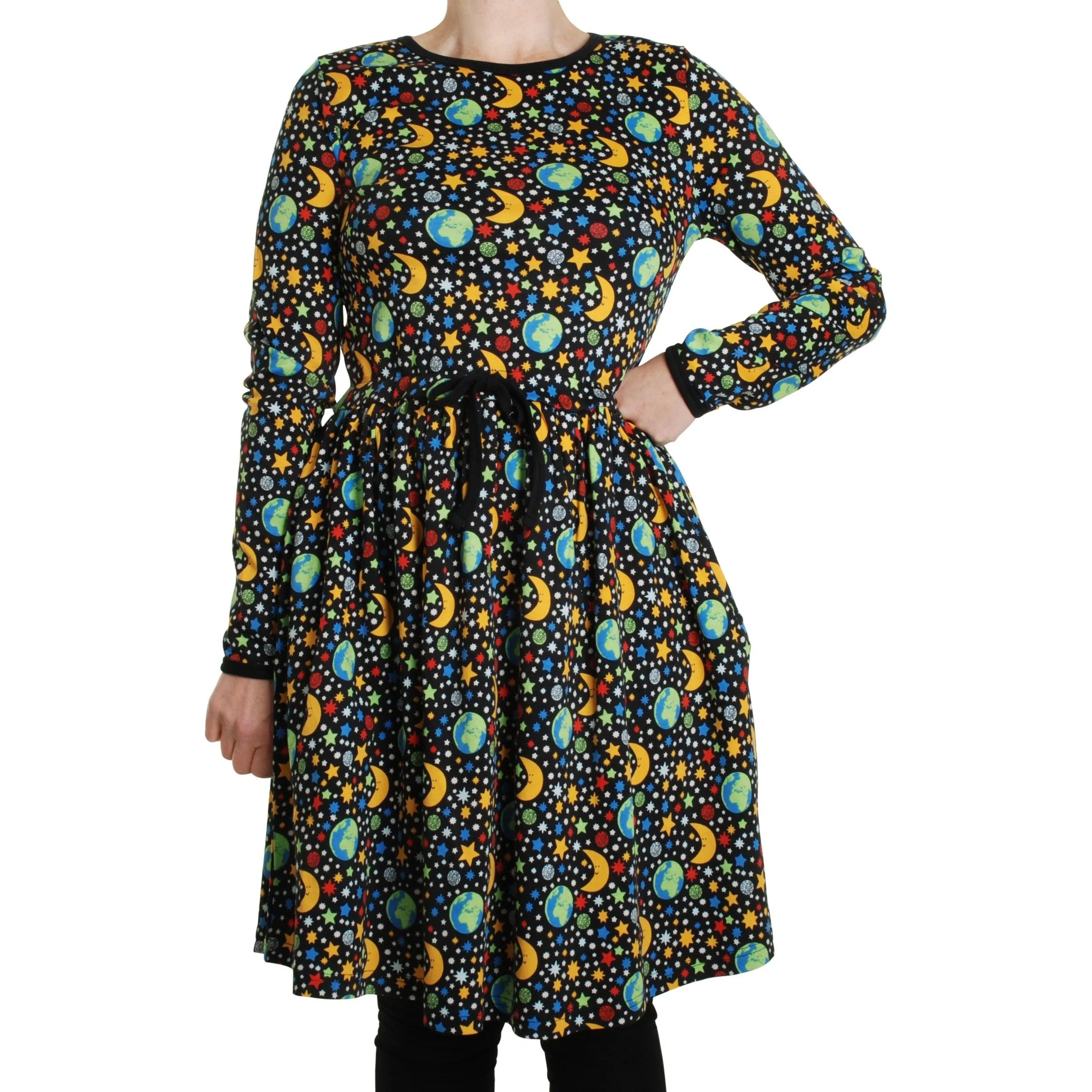 Adult's Mini Mother Earth Long Sleeve Dress With Gathered Skirt