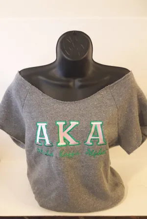 AKA Off The Shoulder Sweatshirt(Shortsleeve)Grey