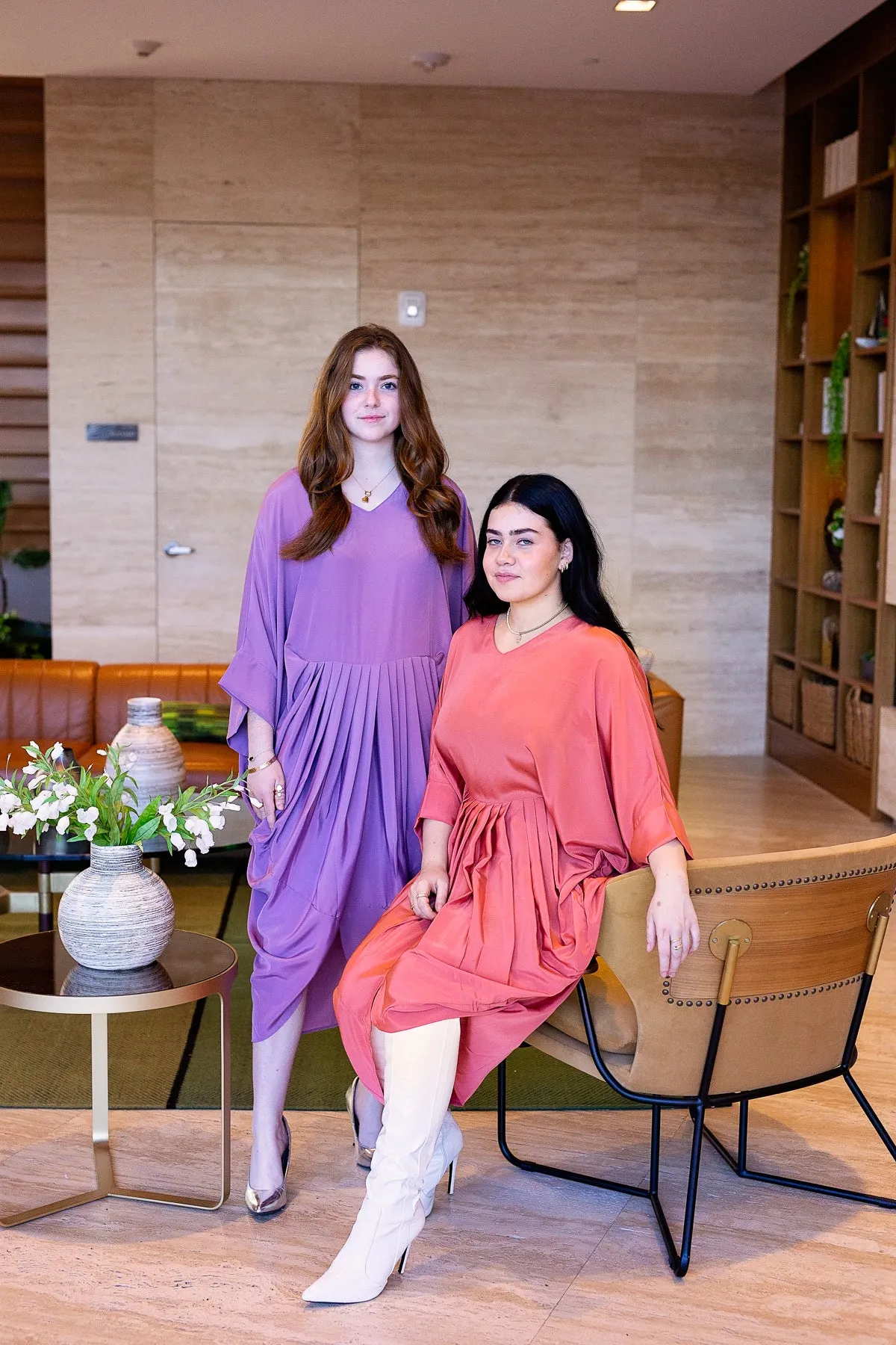 Akari Dress - Coral Crepe