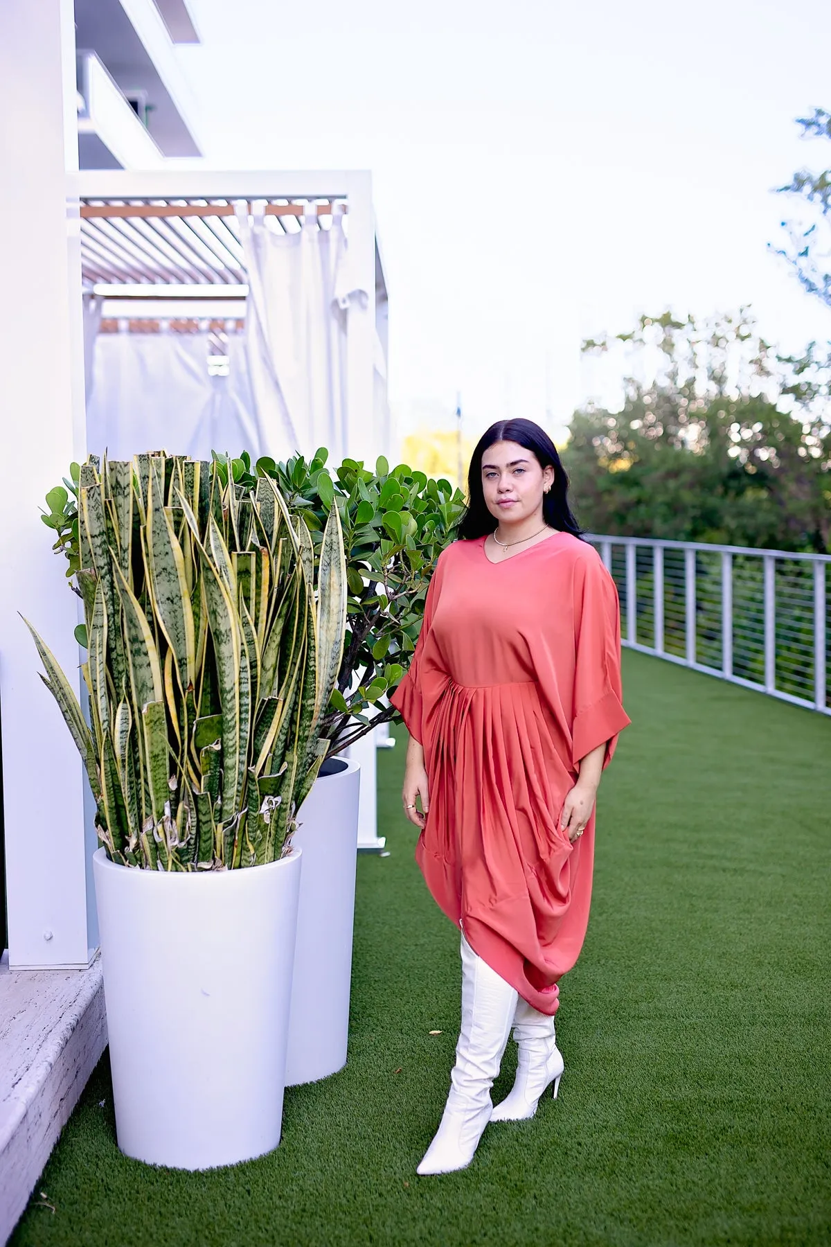 Akari Dress - Coral Crepe