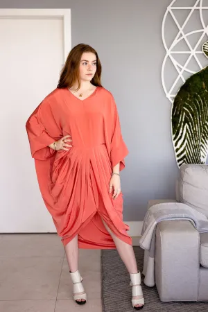 Akari Dress - Coral Crepe