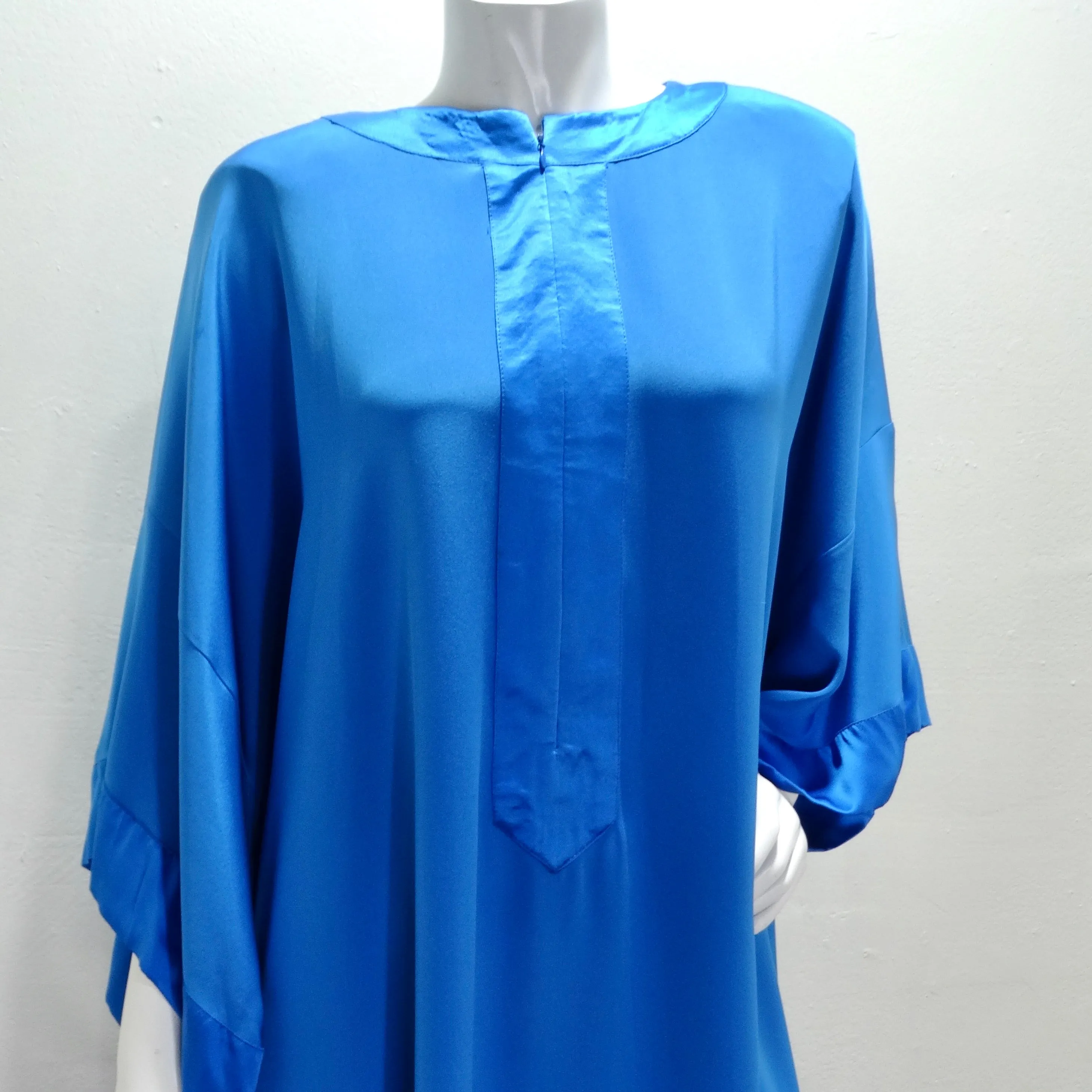 Albert Capraro 1970s Blue Kaftan Dress