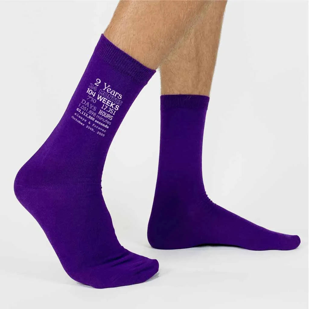 Anniversary Timeline - 2 Year Anniversary Men's Dress Socks