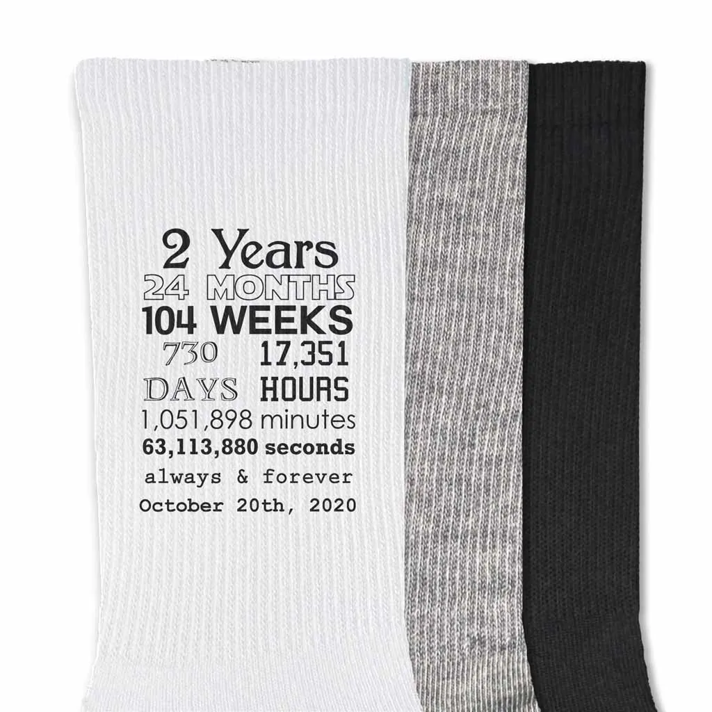 Anniversary Timeline - 2 Year Anniversary Men's Dress Socks
