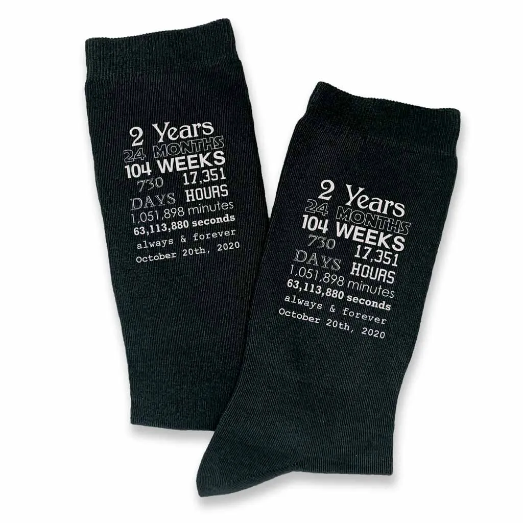 Anniversary Timeline - 2 Year Anniversary Men's Dress Socks