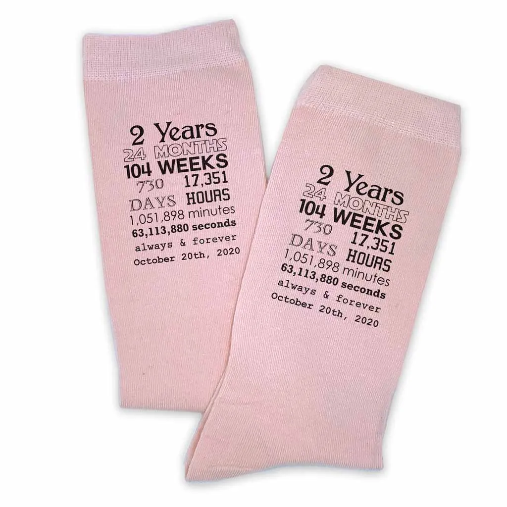 Anniversary Timeline - 2 Year Anniversary Men's Dress Socks