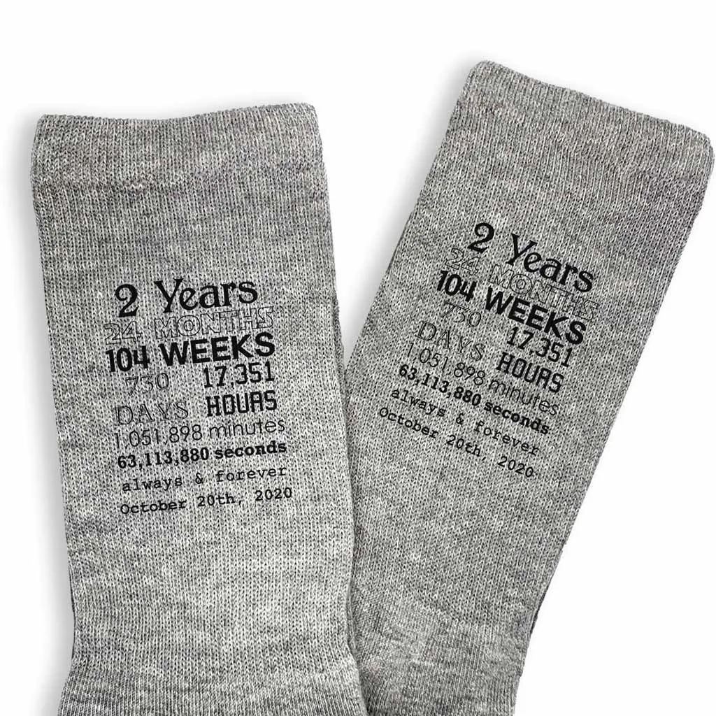 Anniversary Timeline - 2 Year Anniversary Men's Dress Socks