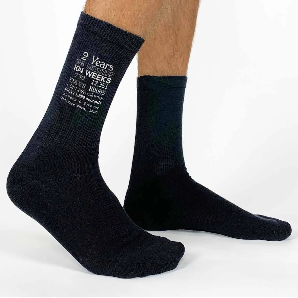 Anniversary Timeline - 2 Year Anniversary Men's Dress Socks