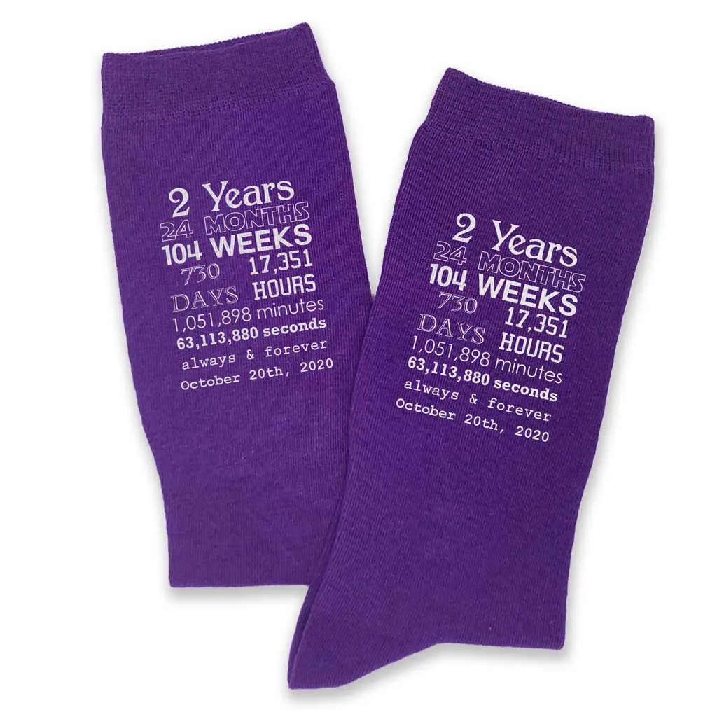 Anniversary Timeline - 2 Year Anniversary Men's Dress Socks