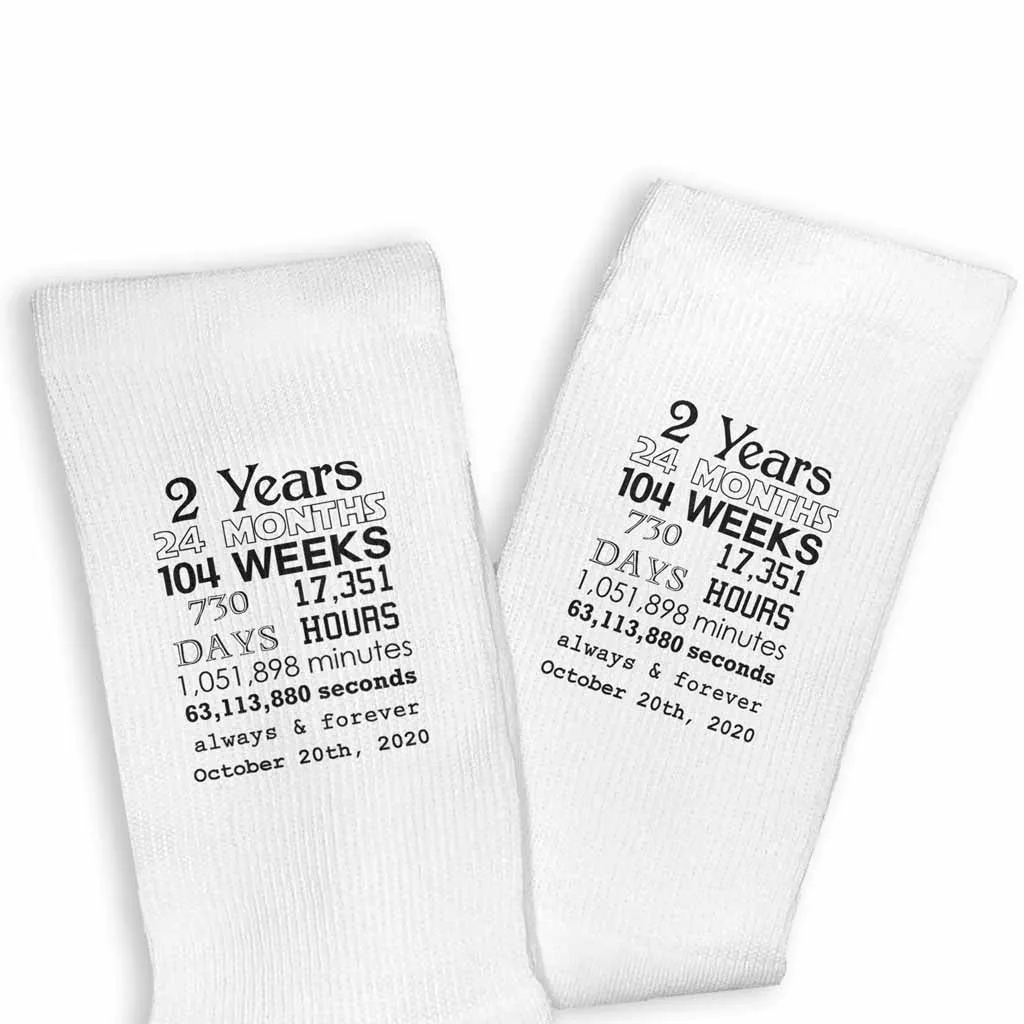 Anniversary Timeline - 2 Year Anniversary Men's Dress Socks