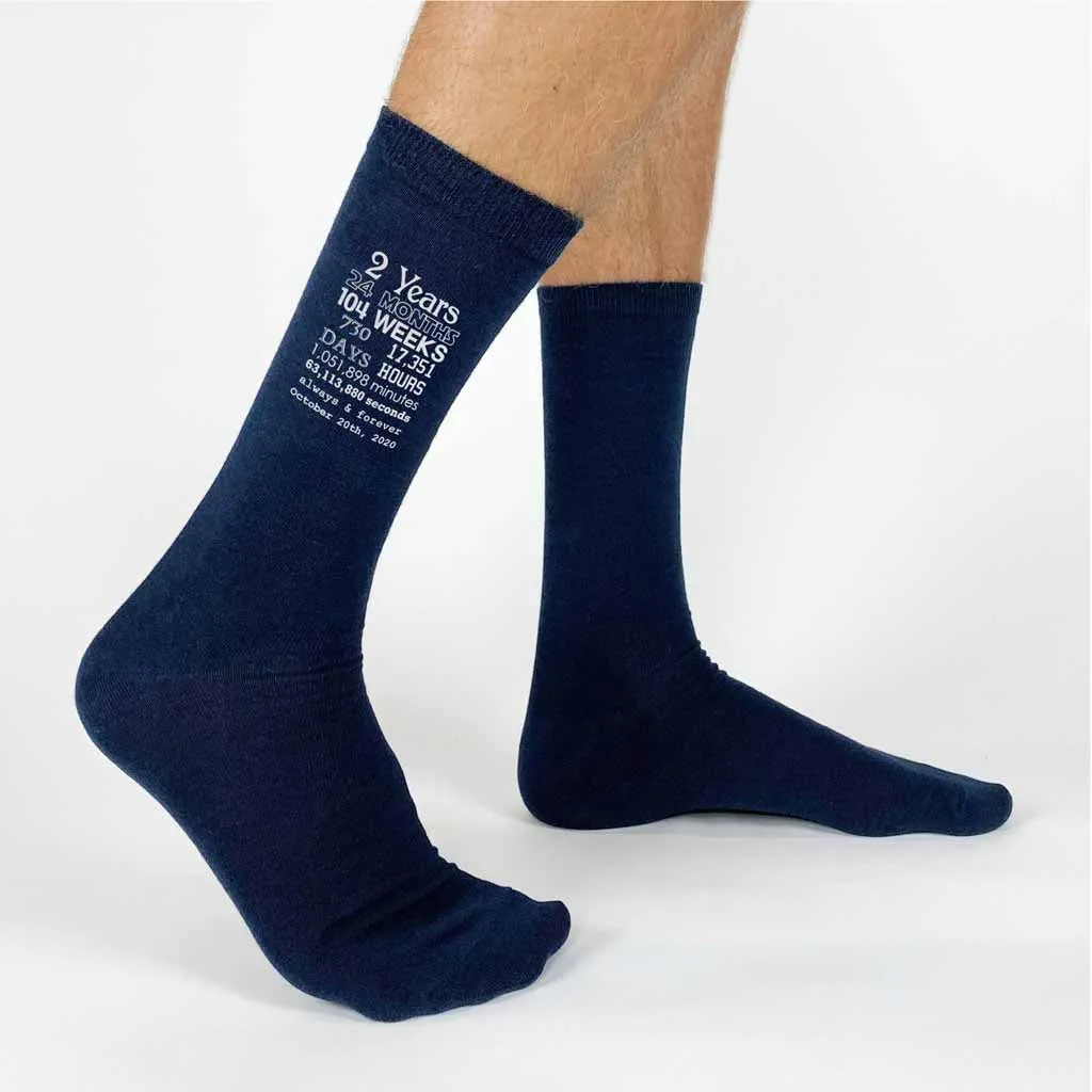 Anniversary Timeline - 2 Year Anniversary Men's Dress Socks
