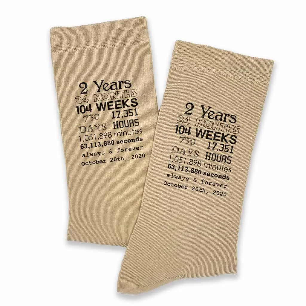 Anniversary Timeline - 2 Year Anniversary Men's Dress Socks