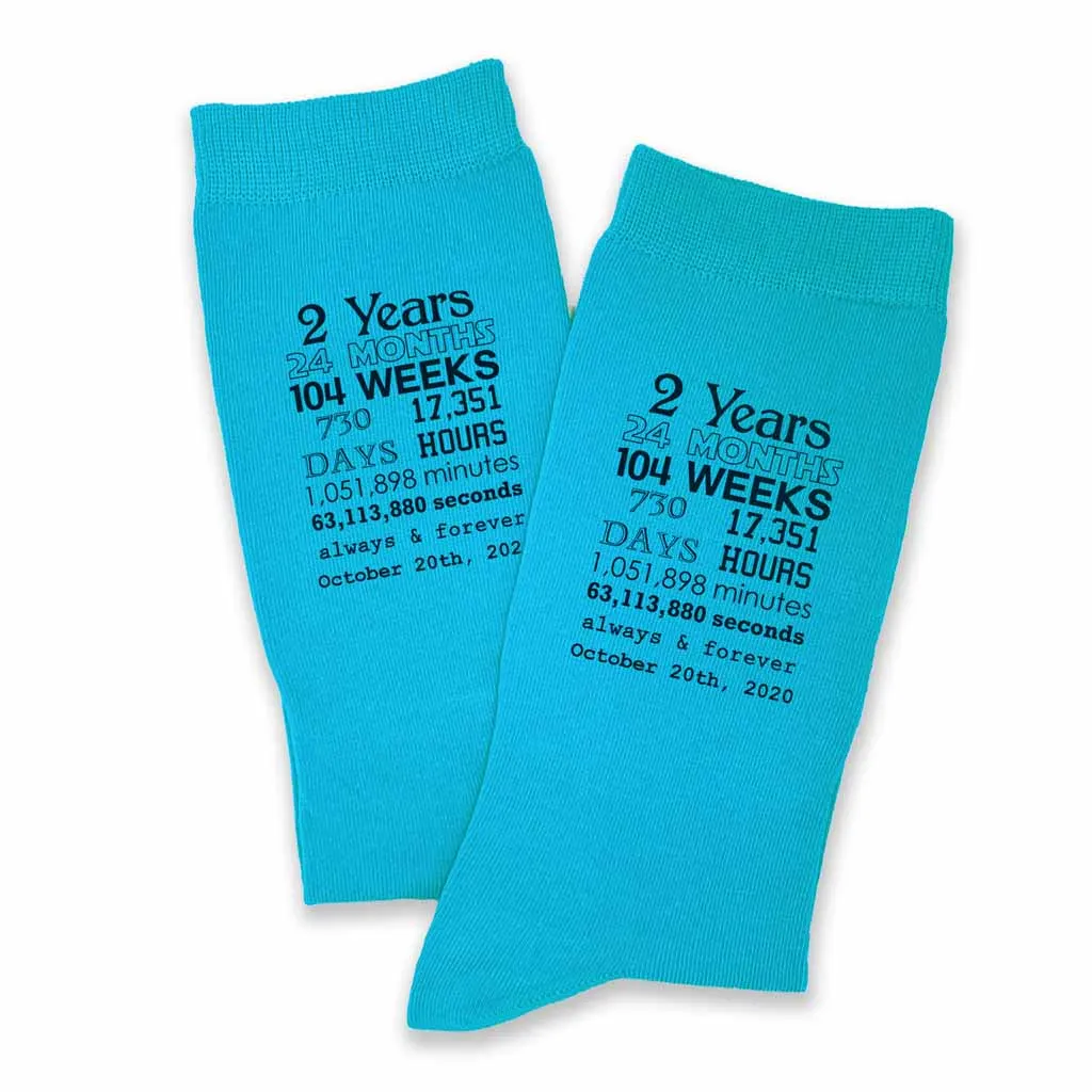 Anniversary Timeline - 2 Year Anniversary Men's Dress Socks