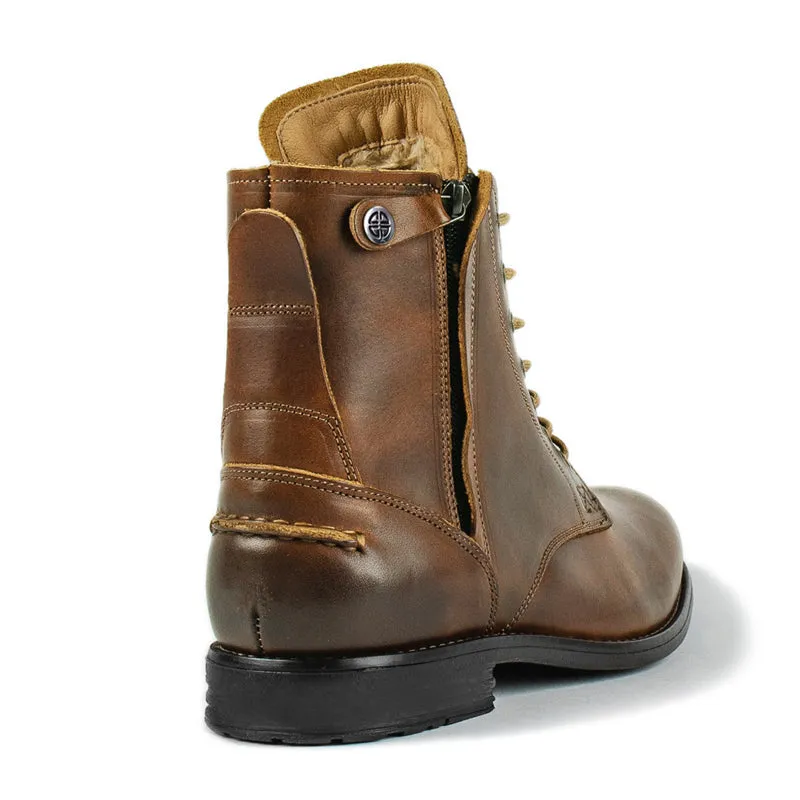 Army Knight Style Men Side Zipper PU Leather Vintage Boots