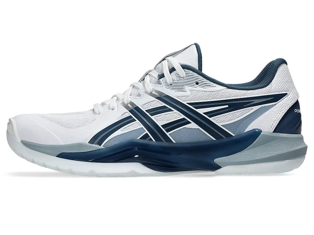 Asics Men's POWERBREAK FF Netball Shoes in White/Vintage Indigo