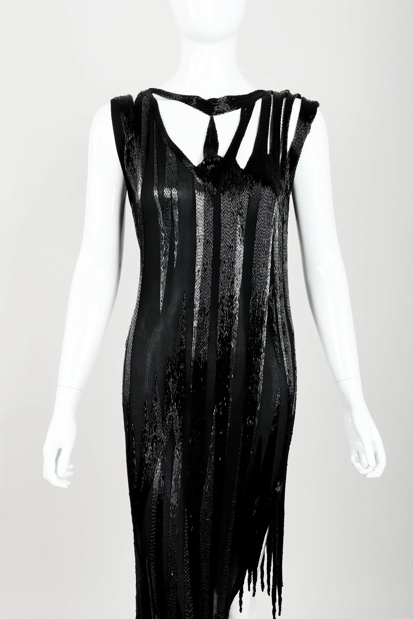 Asymmetrical Beaded Flame Dress