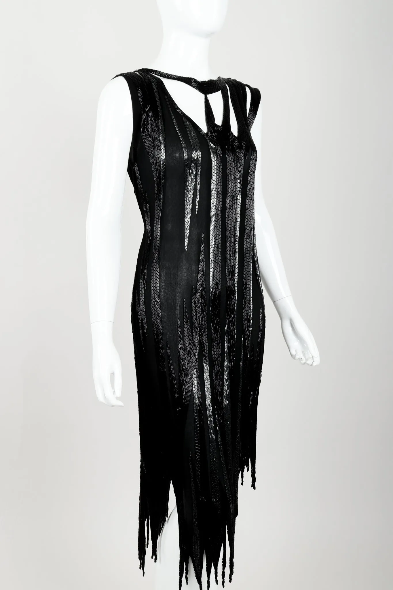 Asymmetrical Beaded Flame Dress