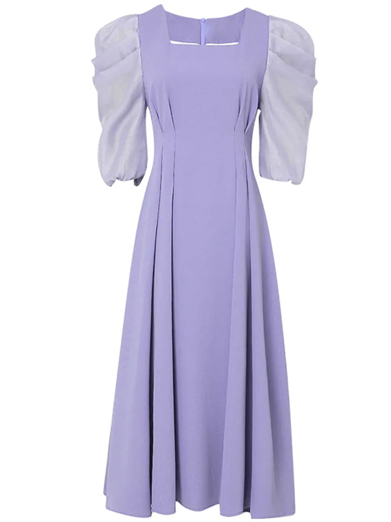 Avocado Green Puff Sleeve 1950S Vintage Dress