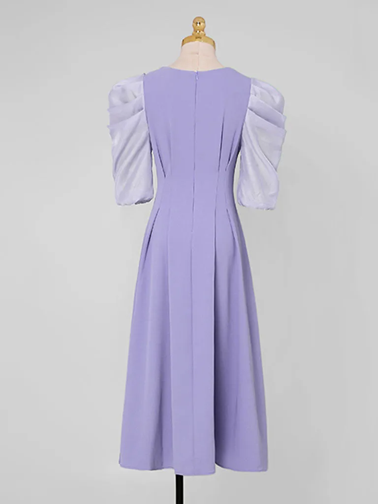 Avocado Green Puff Sleeve 1950S Vintage Dress