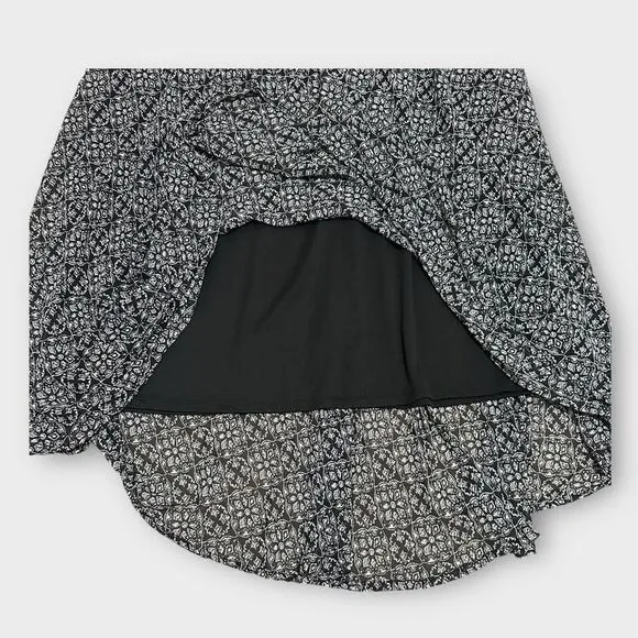 Aztec Black White Flowy Lightweight Sheer A Line Loose Maxi Skirt