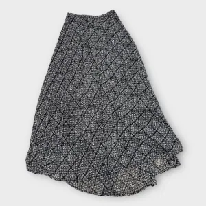 Aztec Black White Flowy Lightweight Sheer A Line Loose Maxi Skirt