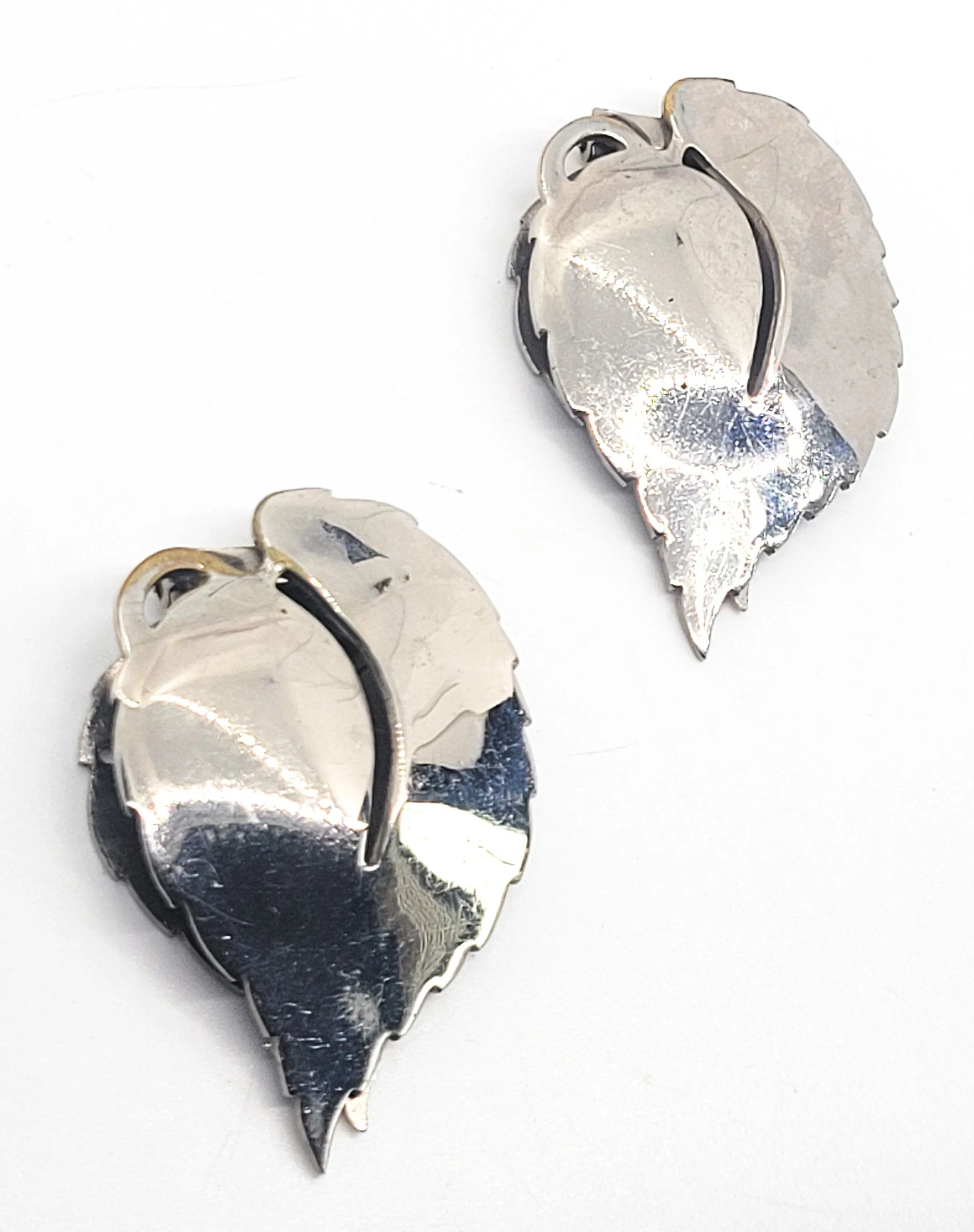 B. Blumenthal & Co jewelry Silver leaf vintage pair of Dress clips