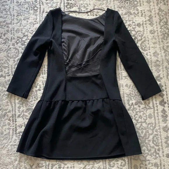 BA&amp;SH Black Drop Waist Taxi Dress with Back Detail