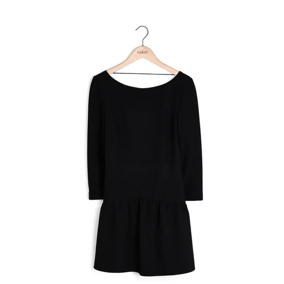 BA&amp;SH Black Drop Waist Taxi Dress with Back Detail