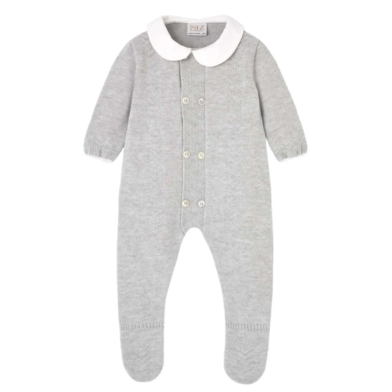 Baby Boys Grey Knitted Babygrow