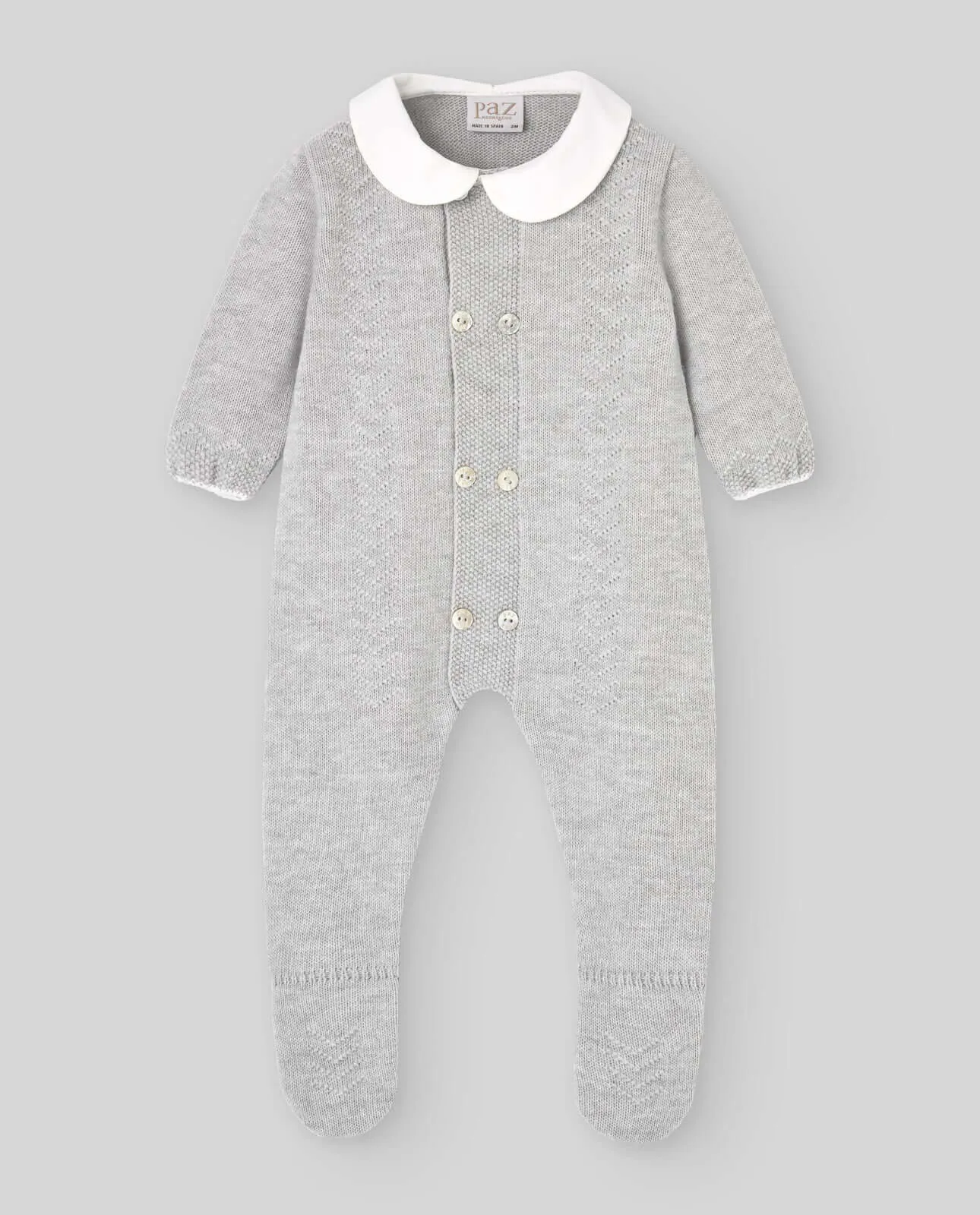 Baby Boys Grey Knitted Babygrow