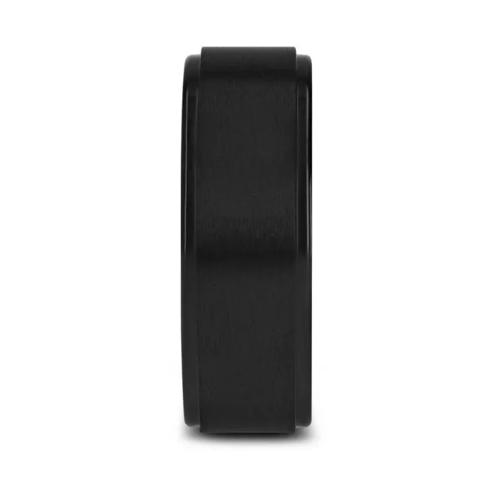 BABYLON Flat Black Titanium Ring with Brushed Raised Center & Polished Edges - 8mm