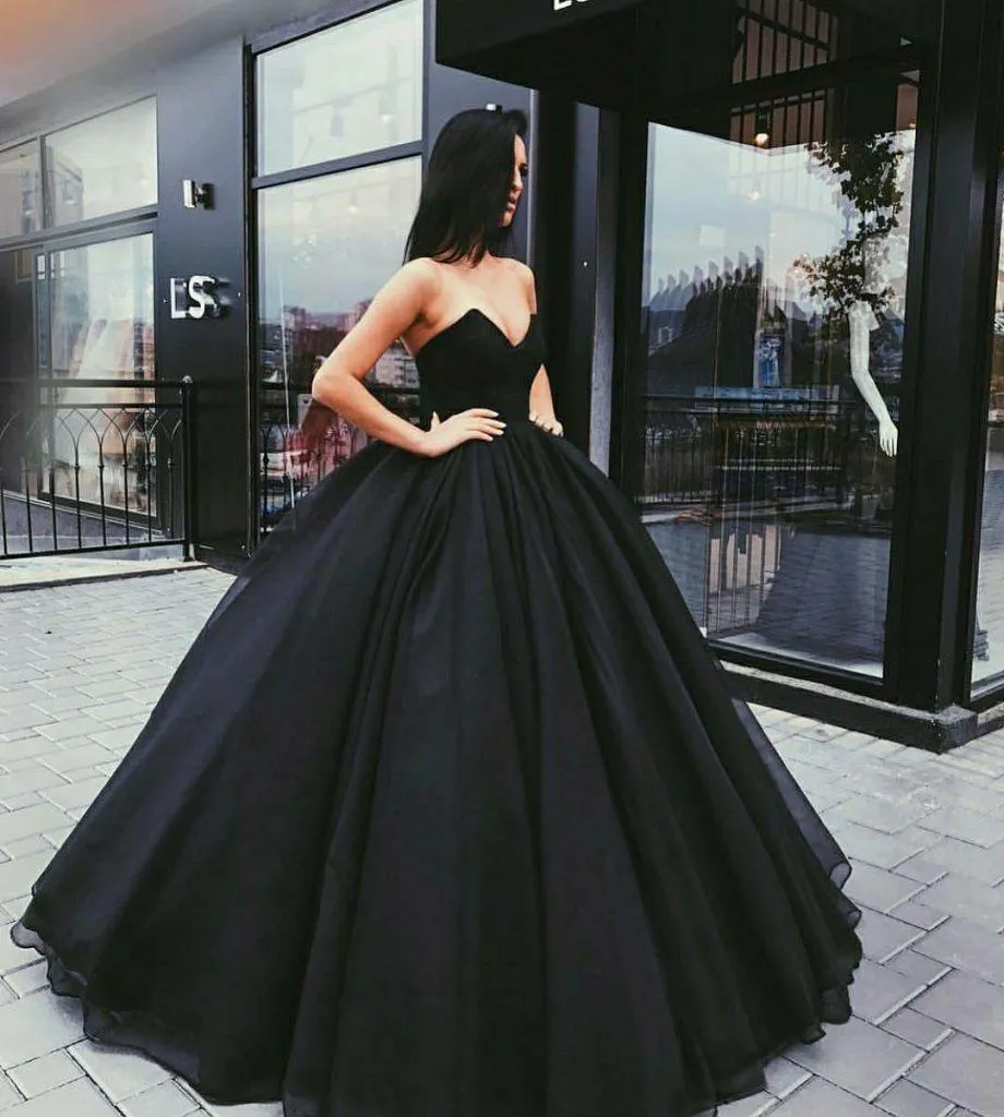 Ball Gown Sweetheart Open Back Black and Green Satin Long Prom Dresses  PG736