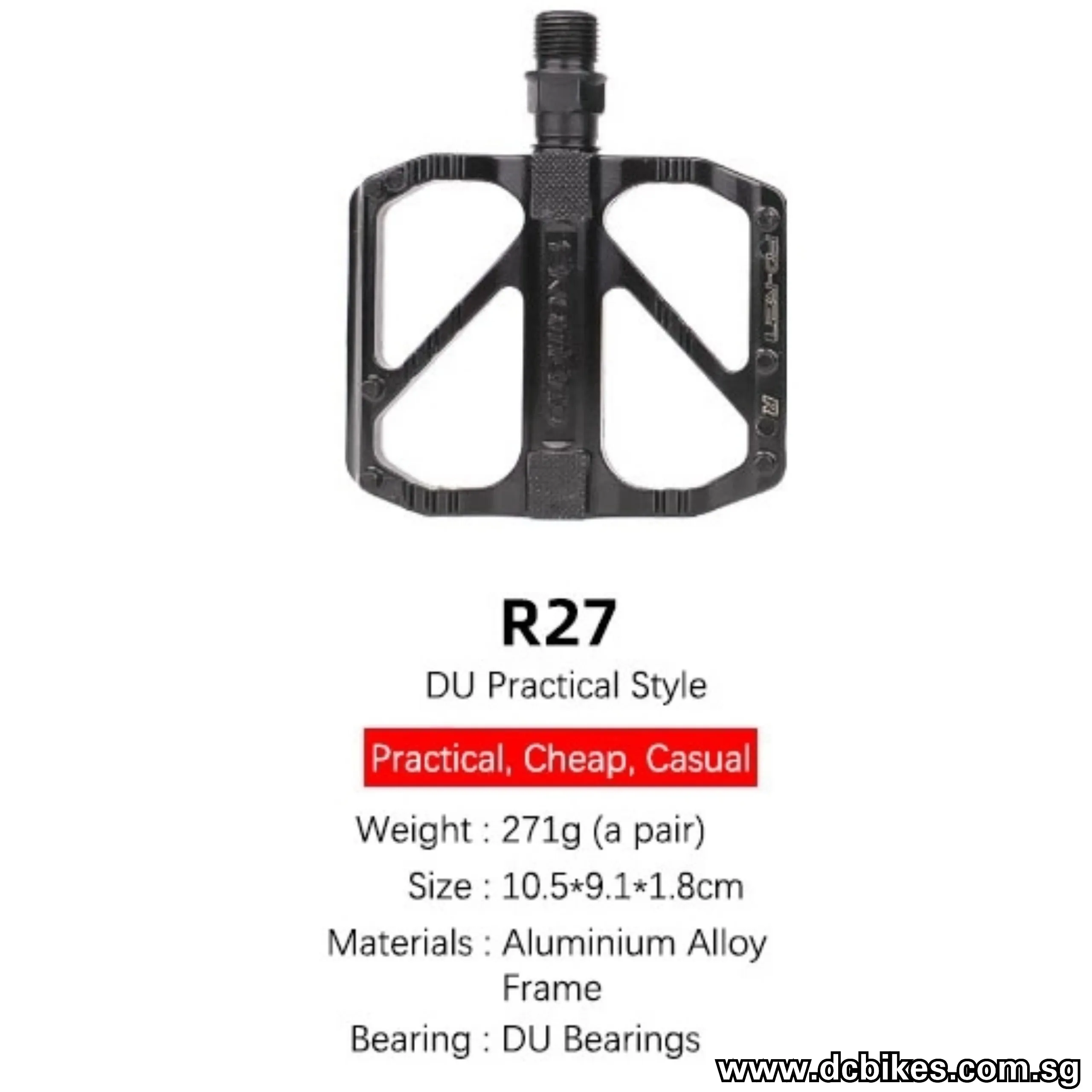 Basic Matt Black Lightweight MTB Flat Pedals