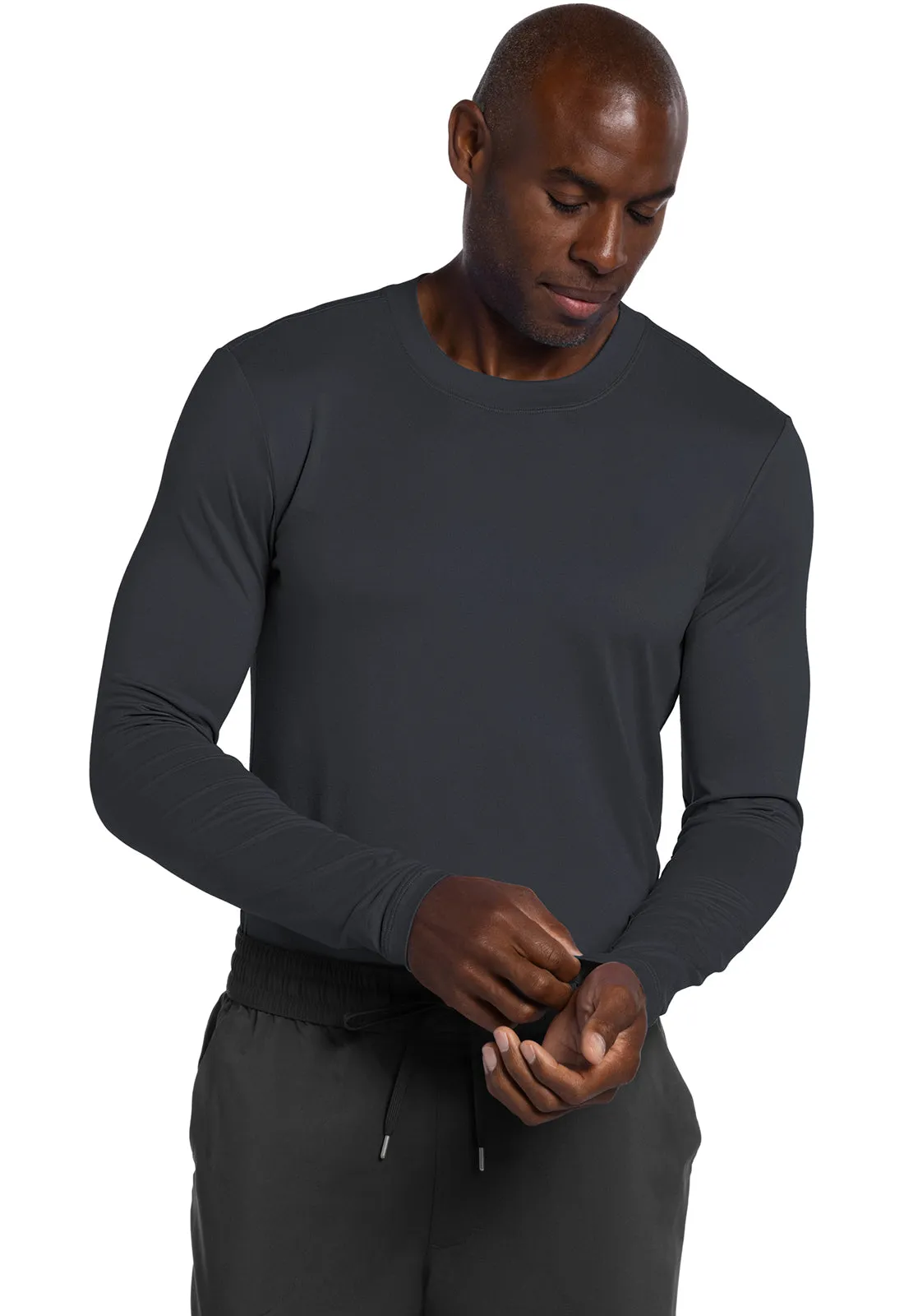 Basics CK807 Men's Long Sleeve Underscrub Knit Tee Pewter