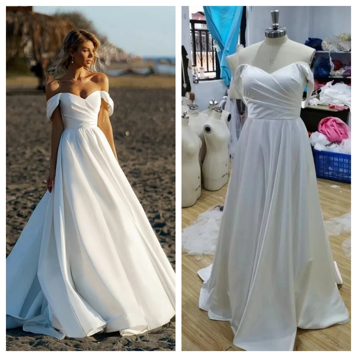 Beach Wedding Dress For Women Sexy Off The Shoulder Simple A Line vestido de novia Bridal Gown Robe De Mariee Customize