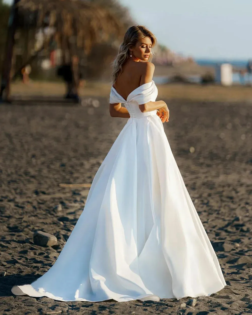 Beach Wedding Dress For Women Sexy Off The Shoulder Simple A Line vestido de novia Bridal Gown Robe De Mariee Customize