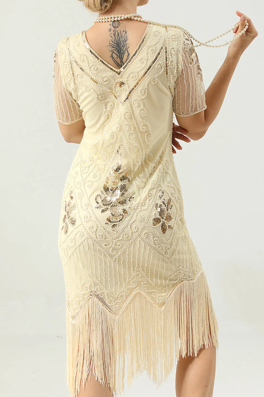 Beaded Red Sequin 1920s Dress with Sleeves