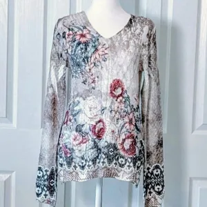 BELLE FRANCE Women's Lightweight Long Sleeve Sweater  Size S  Multi Color