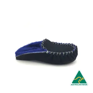 Black & Blue Moccasin Scuffs