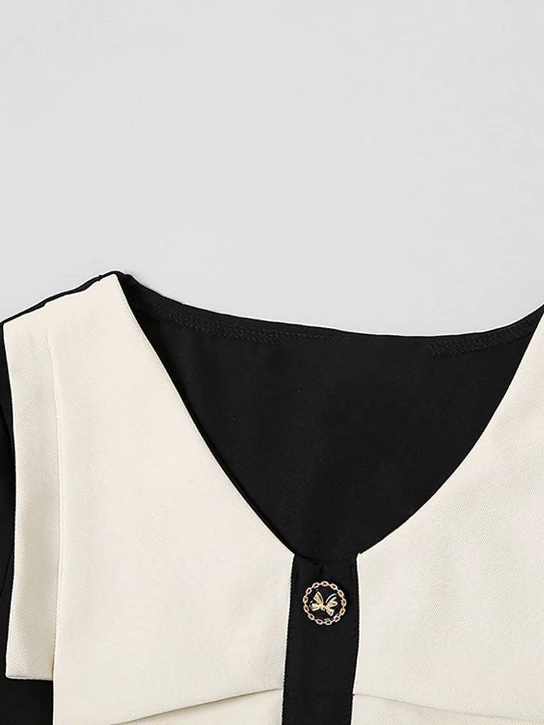 Black Dress With White Bow Collar Vintage 1950S Hepburn Style Outfits Vintage Dress