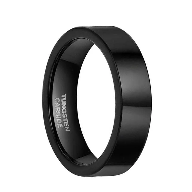 Black Flat Tungsten Carbide Men's Wedding Band